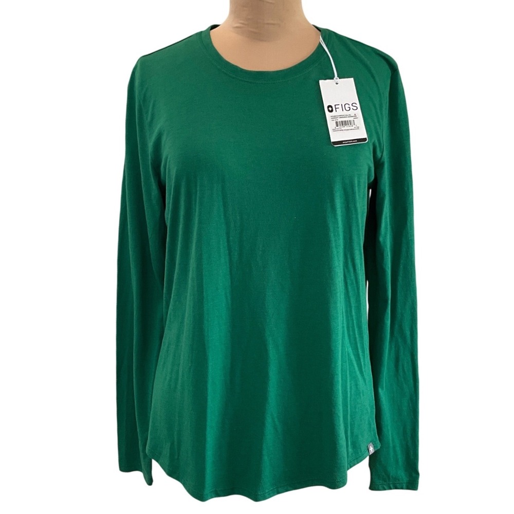 FIGS Chill Pill Green Supersoft Long Sleeve Underscrub Top Women's Sizez S NWT